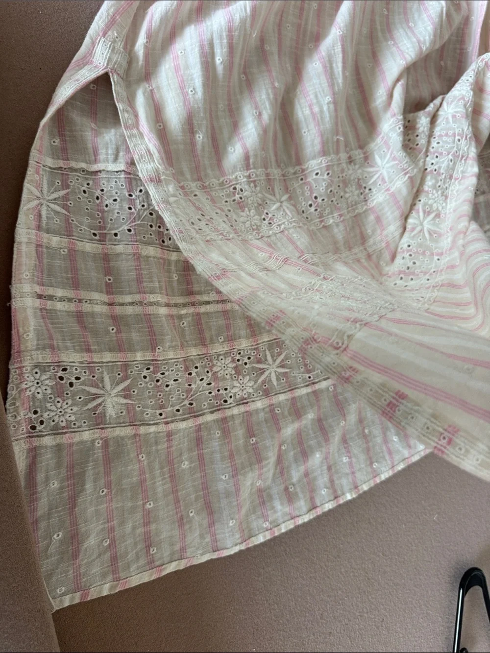 LoveShackFancy Isla Dress Pale Pink Embroidered Midi Pom Pom Tassels Slits Small - Picture 11 of 15
